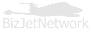 Site Logo - Learjet with Biz Jet Network written on it